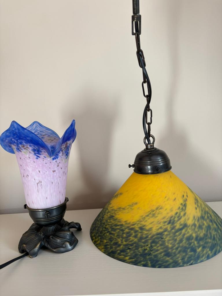 Art de France hanglamp, art nouveau lamp, antiek, Ophalen of Verzenden