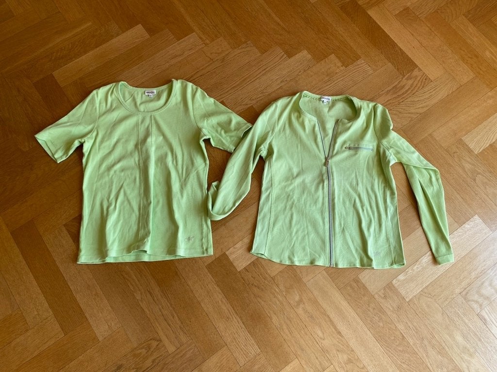 Lime Groene katoenen twinset van Mayerline, Maat 38/40 (M), Mayerline, Ophalen of Verzenden, Gedragen