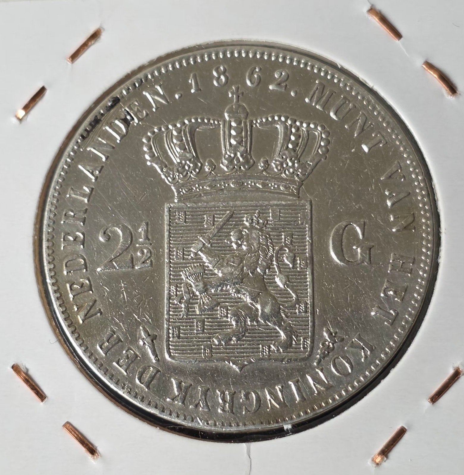 Rijksdaalder 1862 Nederland, Koning Willem III, Verzenden, Zilver, Losse munt