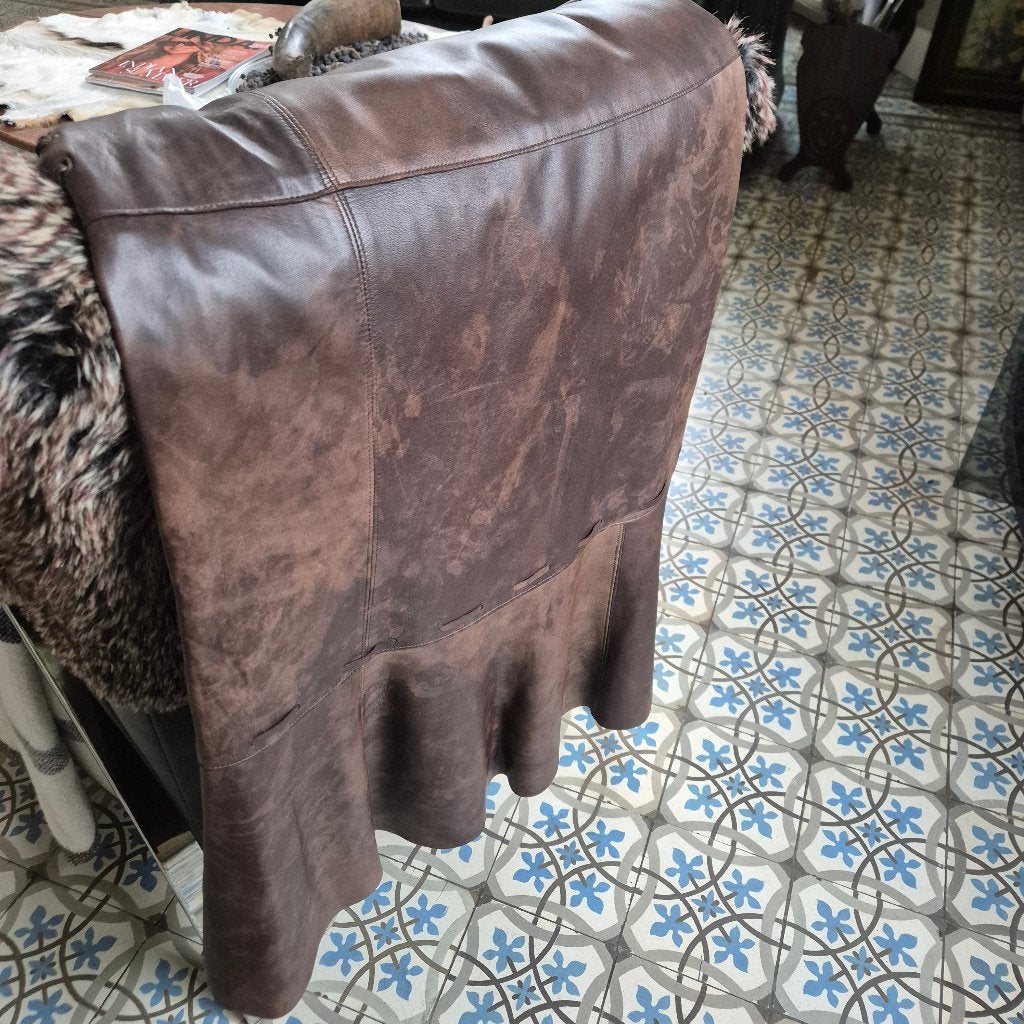Supergave soepele leren rok maat 38. donkerbruin 90 cm lang, Maat 38/40 (M), Bruin, Ophalen of Verzenden, Zo goed als nieuw