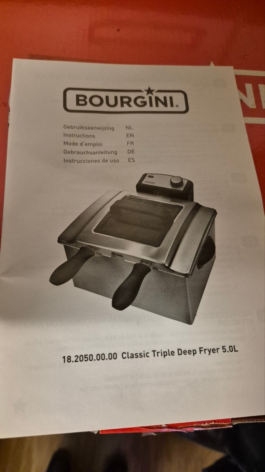 BOURGINI Classic Triple Deep Fryer 5.0L - Nieuw in doos, 4 liter of meer, Ophalen of Verzenden, Nieuw, Duo-friteuse
