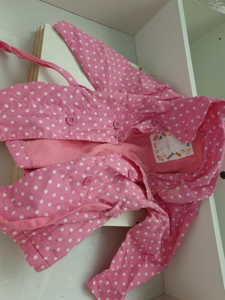 Roze jasje met witte stippen - Maat 80, Gebruikt, Meisje, Ophalen of Verzenden, Jasje