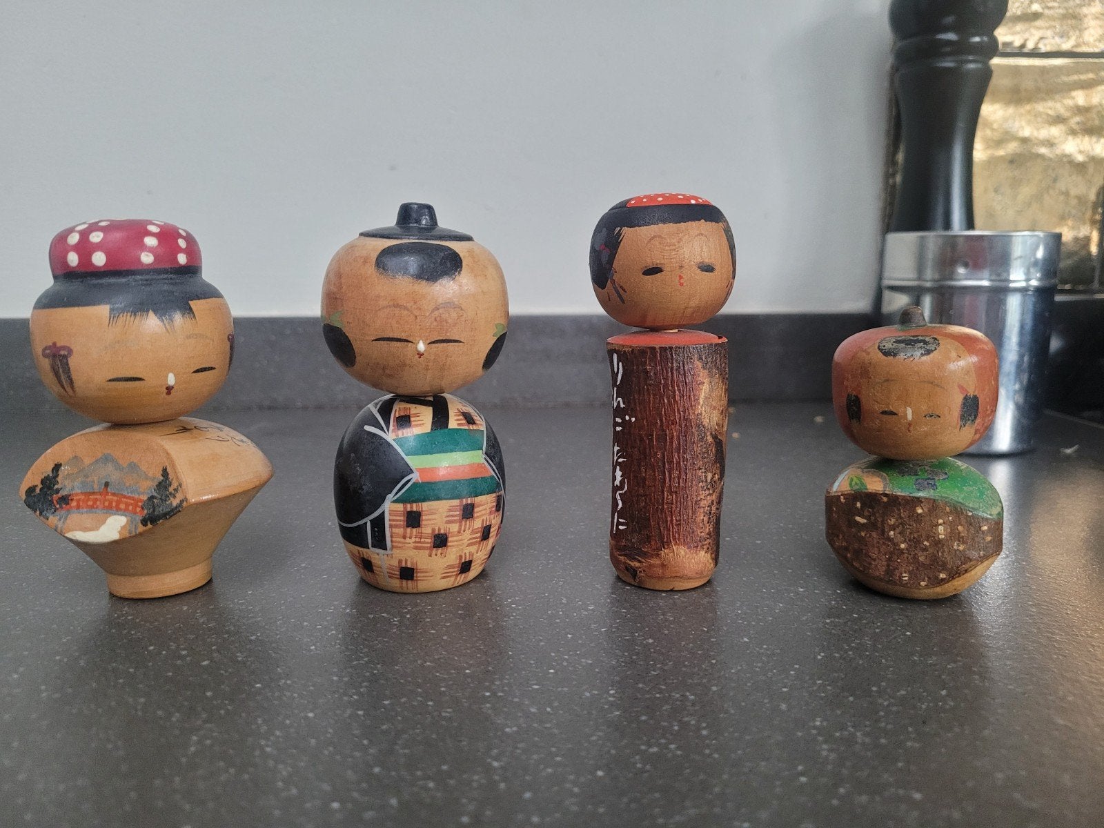 4 vintage Kokeshi poppen, Ophalen of Verzenden, Gebruikt, Pop
