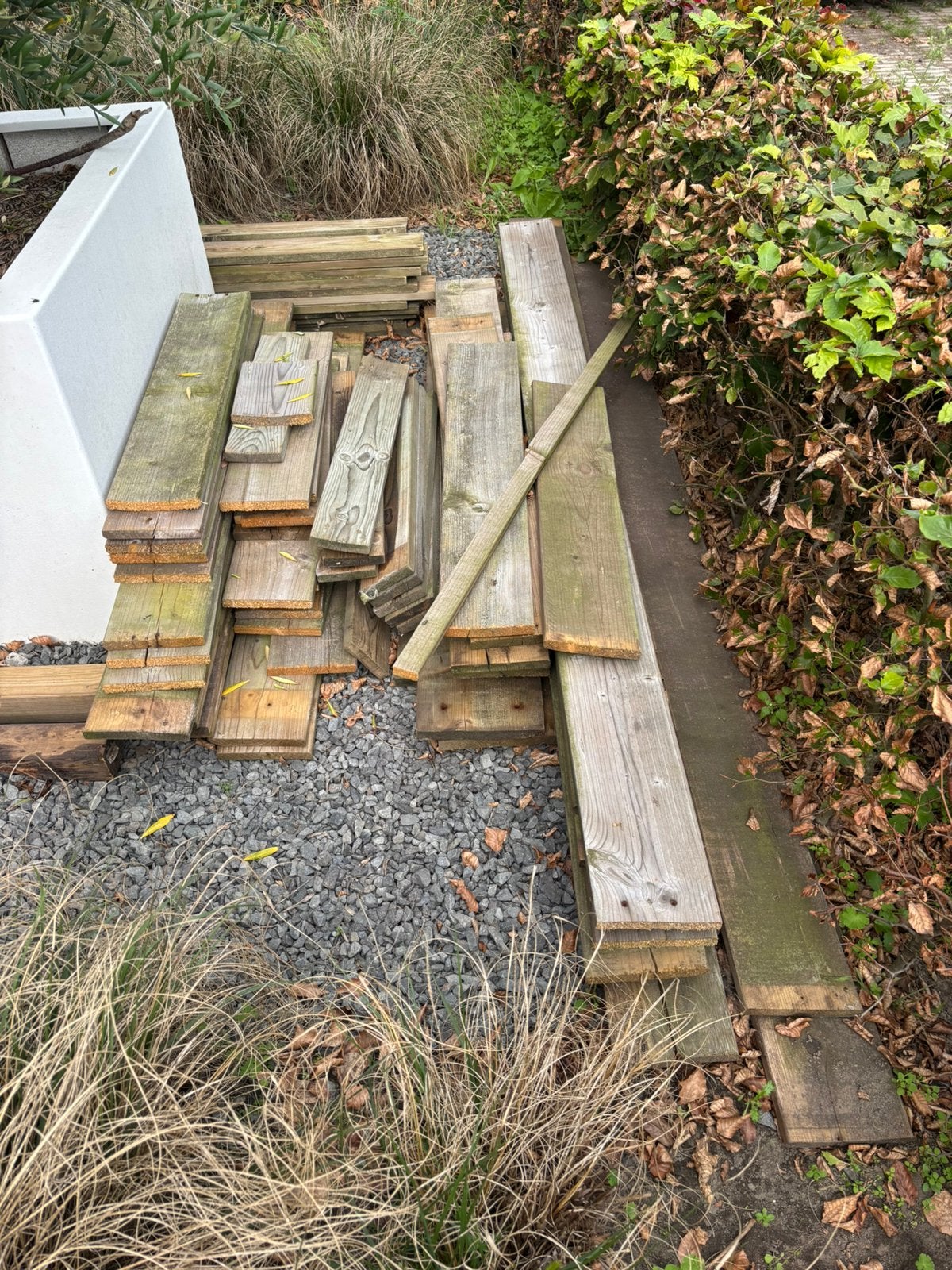 Oud tuinhout van schutting en speelhuisje, Ophalen, Gebruikt, Minder dan 25 mm, Plank