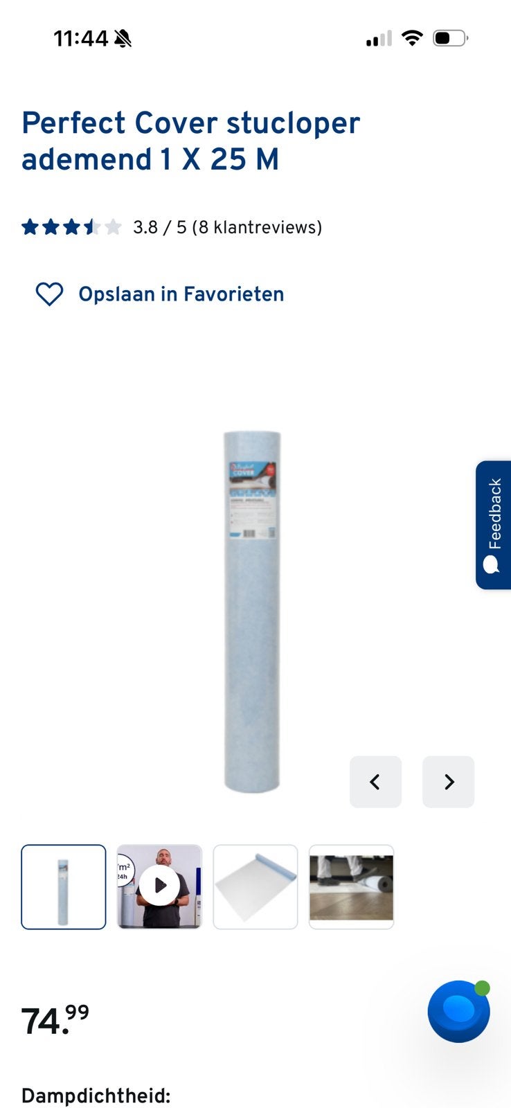 Perfect Cover ademende stucloper 13m2, Ophalen, Nieuw, 15 m² of meer, Zeil
