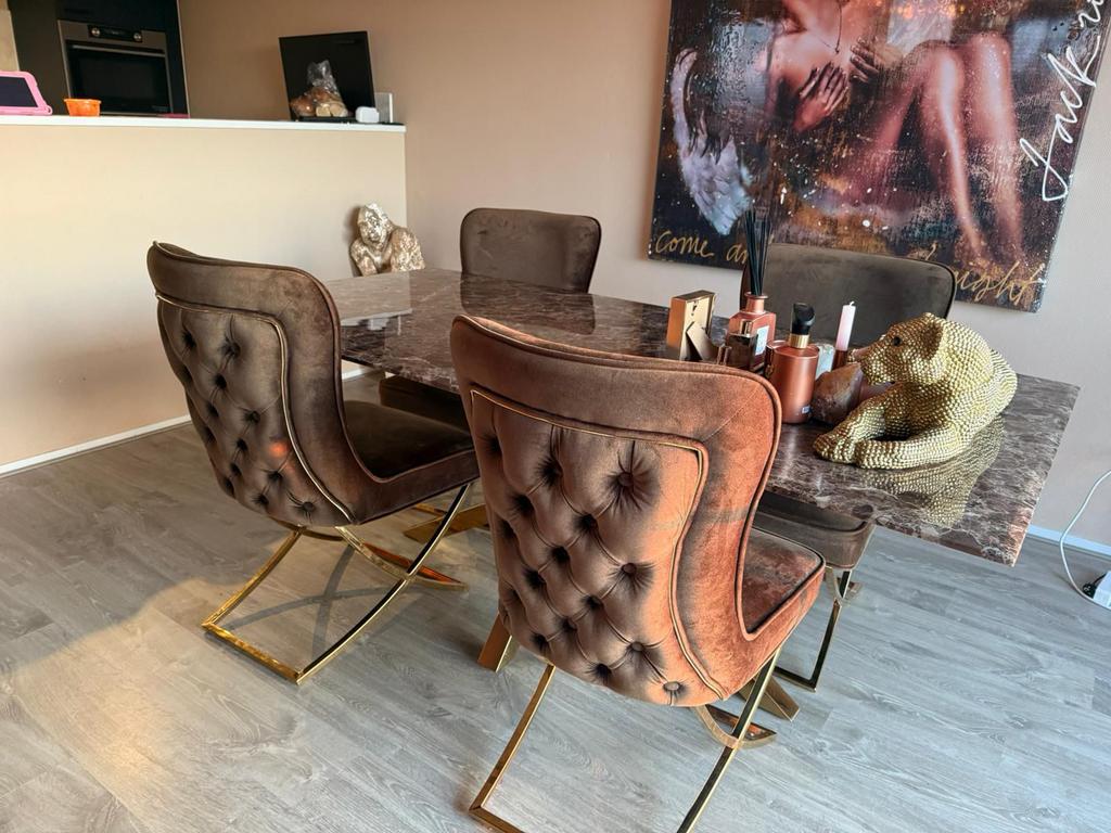 Mooie eettafel met stoelen, Huis en Inrichting, Ophalen, Zo goed als nieuw, 4 tot 6 stoelen