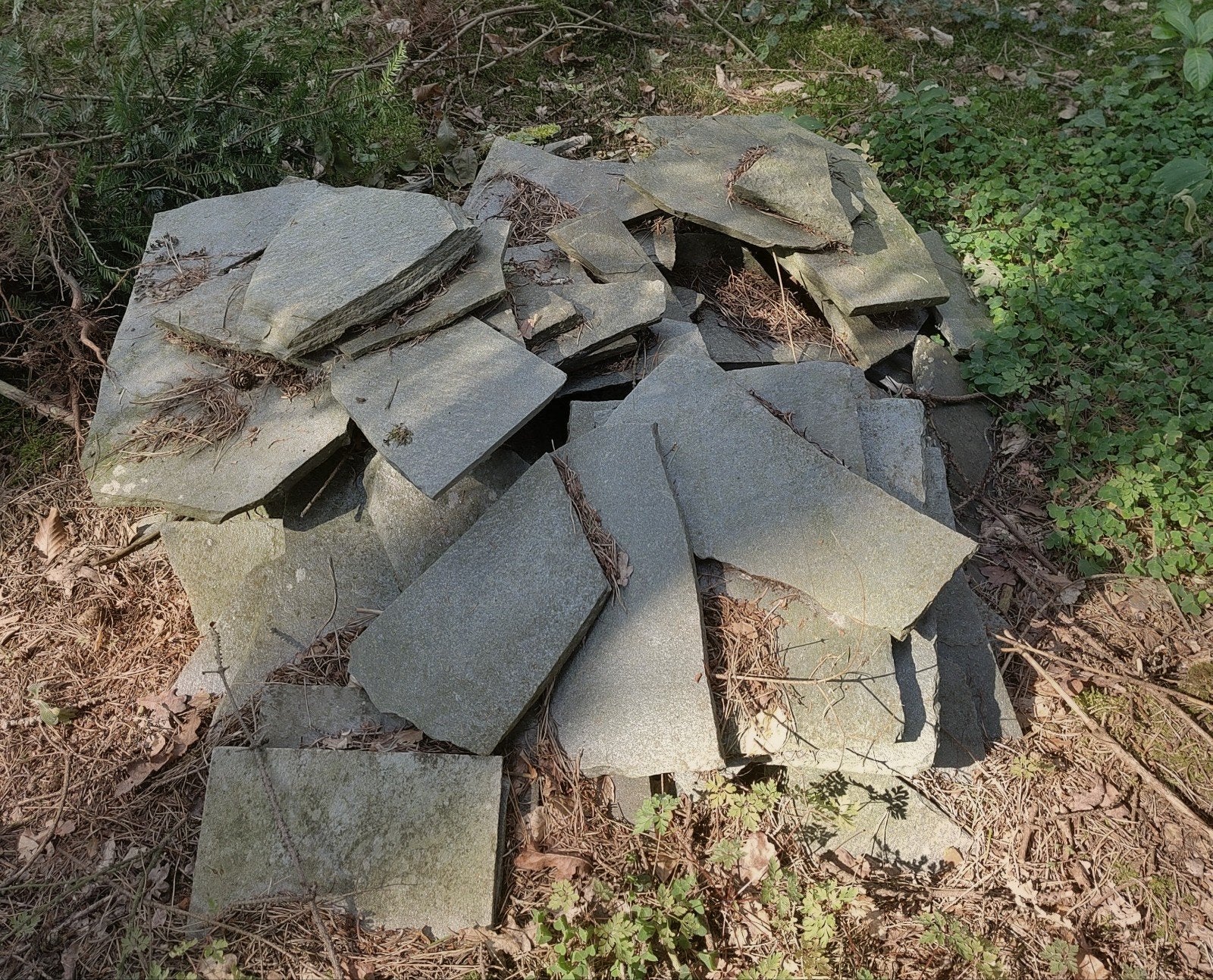 Circa 4-5 m2 Gebruikte natuursteen terrastegels - flagstones, Tuin en Terras, Ophalen, Gebruikt, Terrastegels, Natuursteen
