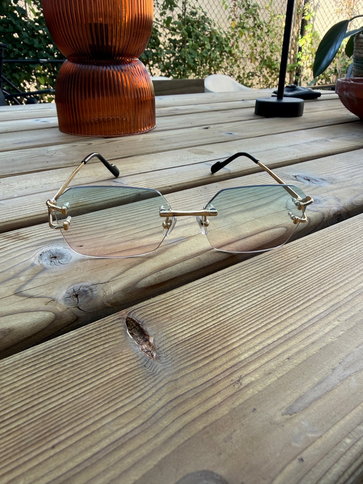 Cartier C Décor Randloze Zonnebril – Goud / Gradient Glazen, Ophalen, Zo goed als nieuw, Zonnebril, Overige merken