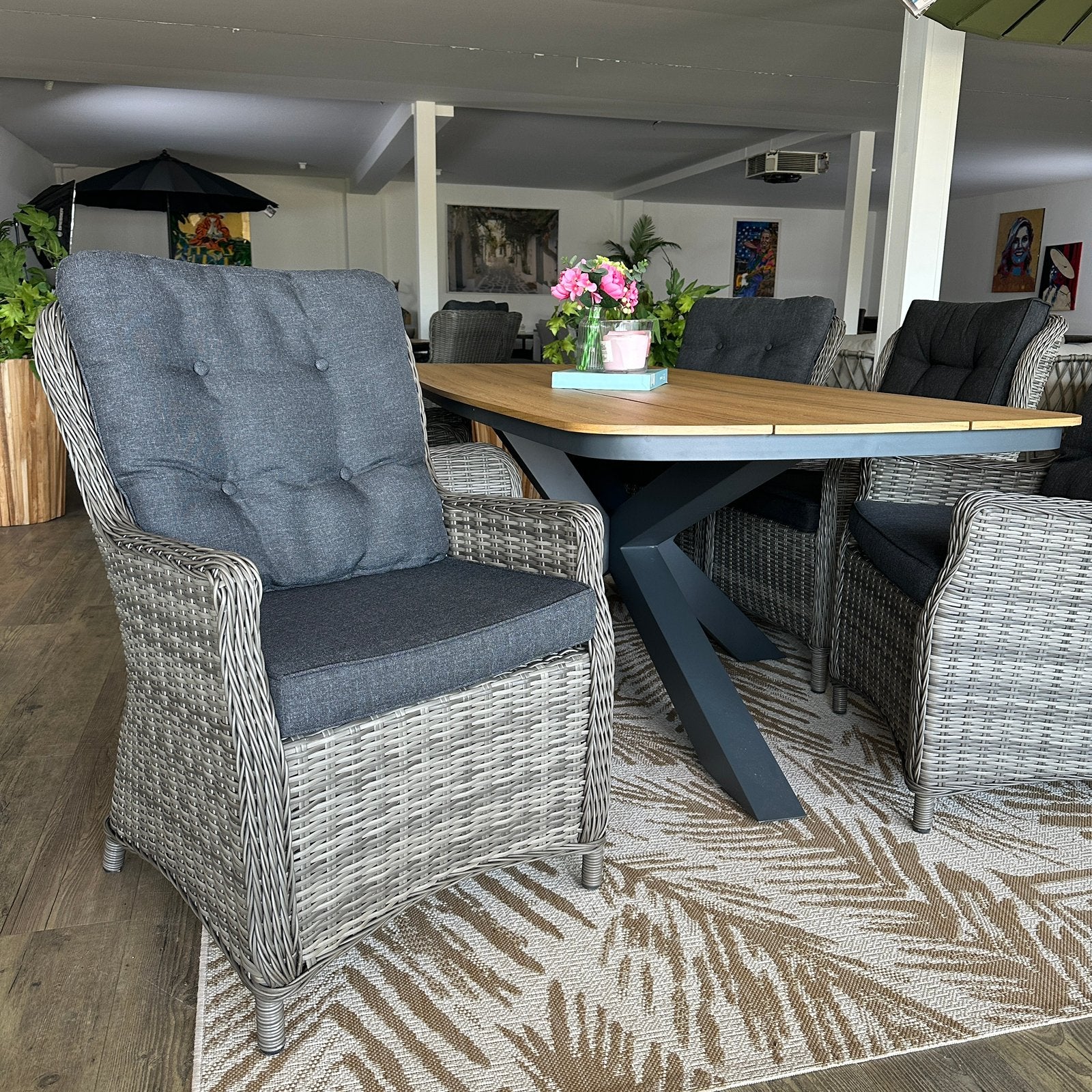 Luxe Tuinset 6 Personen – Nieuwe Tafel – Wicker Stoelen!, Tuin en Terras, Zenq, ., 6 zitplaatsen, Ophalen of Verzenden