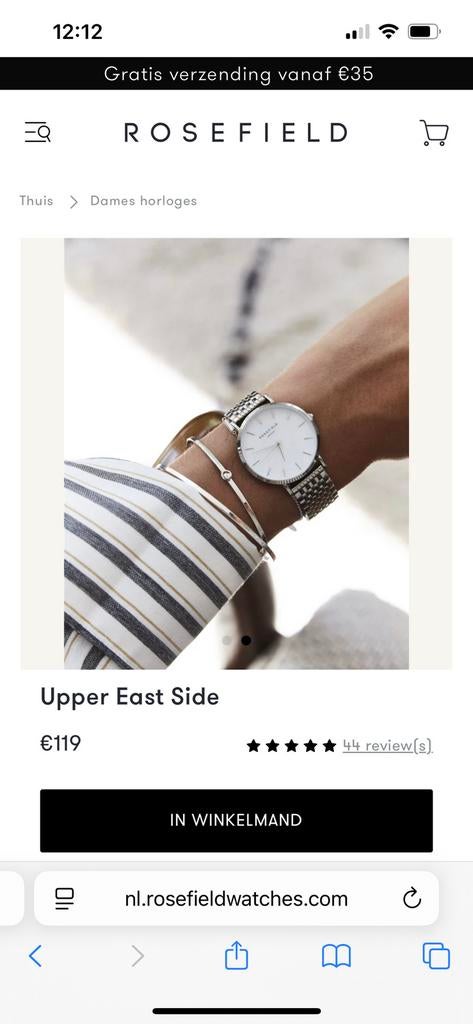 Rosefield horloge zgan upper east side, Ophalen of Verzenden, Zo goed als nieuw, Staal, Overige merken