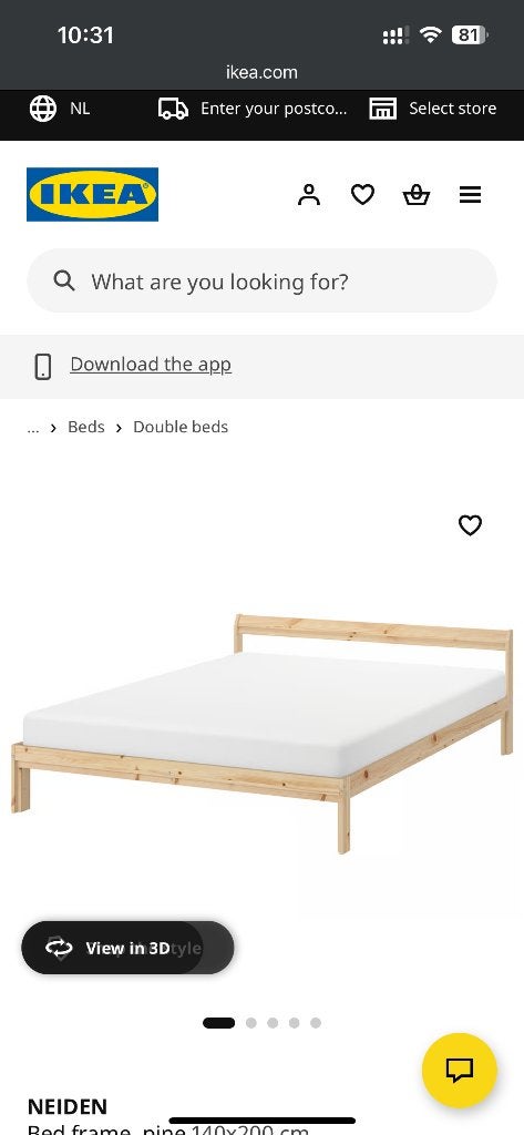 Bed + mattress, Tweepersoons, Zo goed als nieuw, 200 cm, Hout