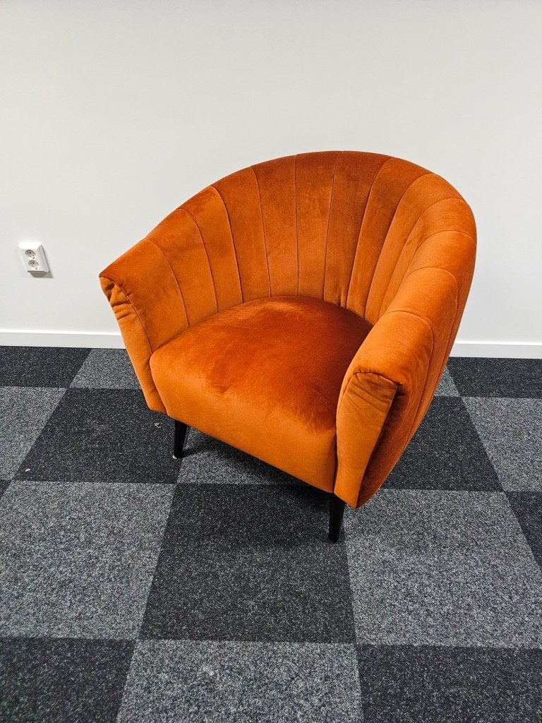 Wehkamp home velours fauteuil voor €195,-, Ophalen, Gebruikt, Nvt, Grijs