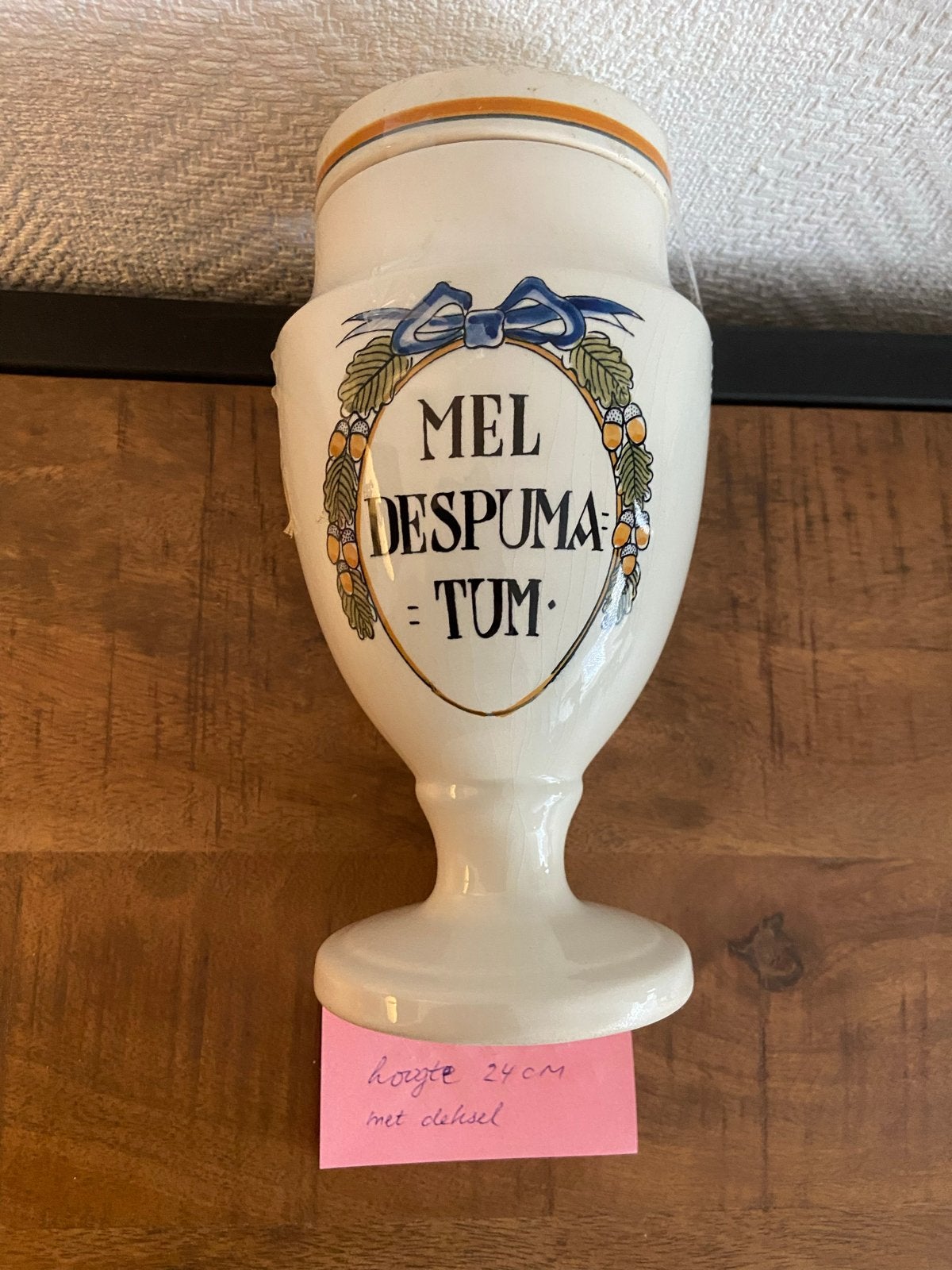 Antieke Apothekerspot "Mel Despumatum" - 24 cm, Ophalen of Verzenden