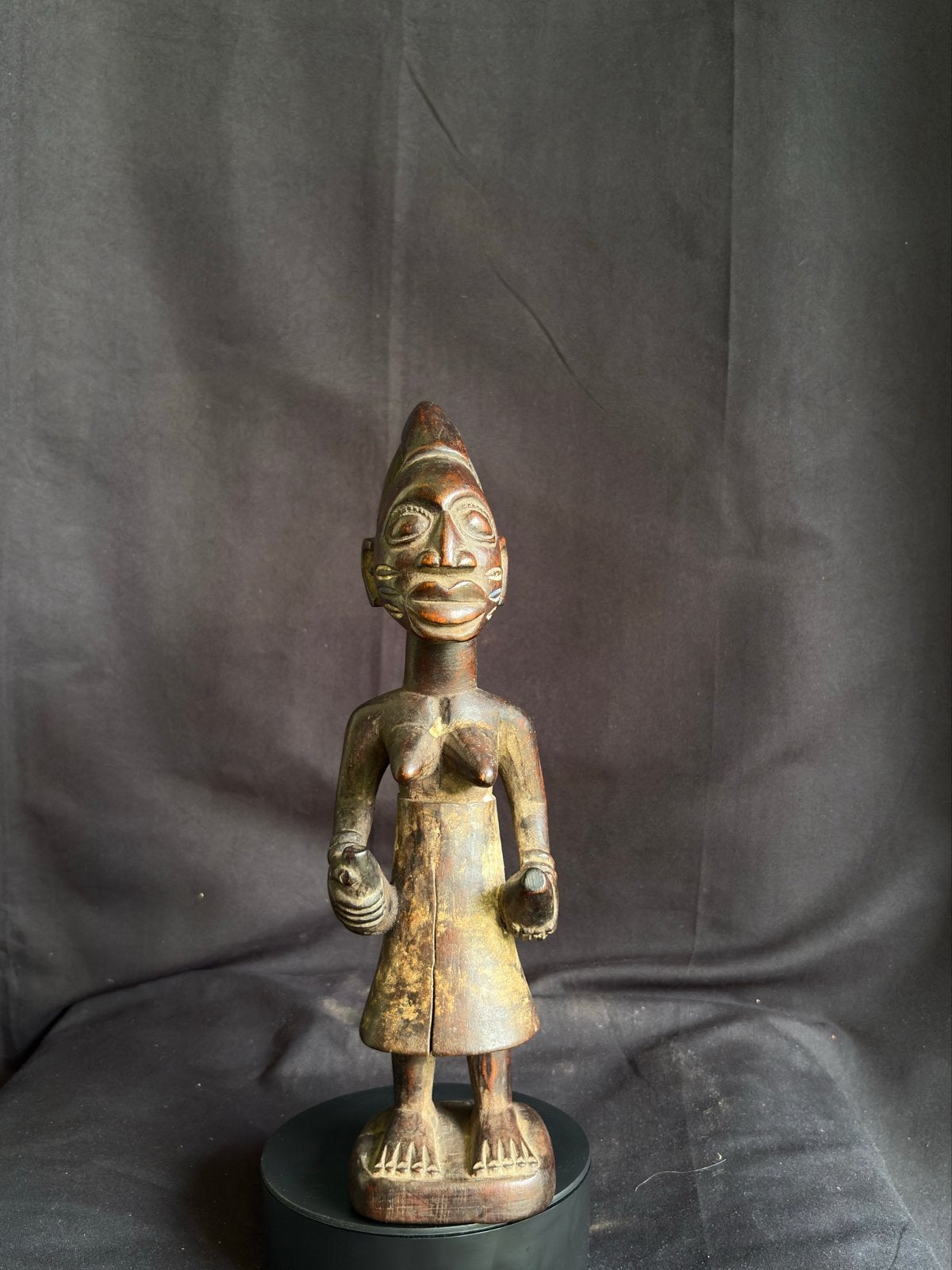 Antiek Afrikaans Houten Beeld - Nigeria, Yoruba, Hout, Bruin, Afrika, Ophalen of Verzenden