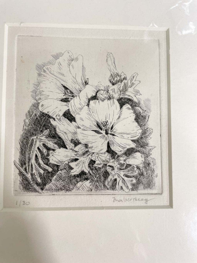 Ina Versteeg - ets nr. 1/30 - Bloemen, 2000 tot heden, Ets, Gesigneerd, Ophalen of Verzenden