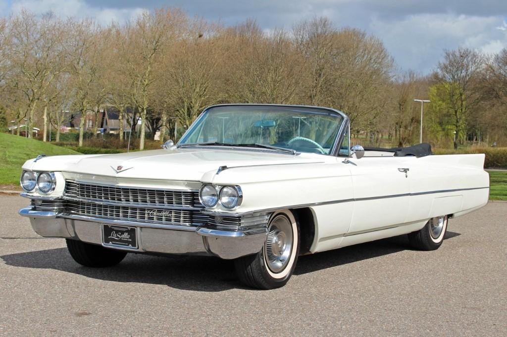 1963 Cadillac Serie 62 Convertible, Auto's, Achterwielaandrijving, Cabriolet, Wit, Leder