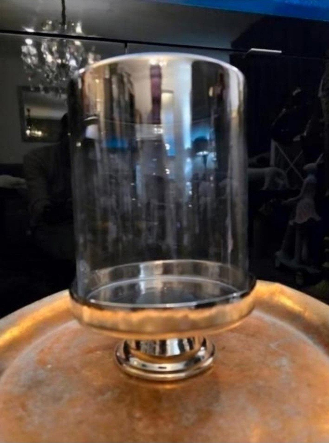 Glazen stolp met zilverkleurige voet, Ophalen of Verzenden, Nieuw