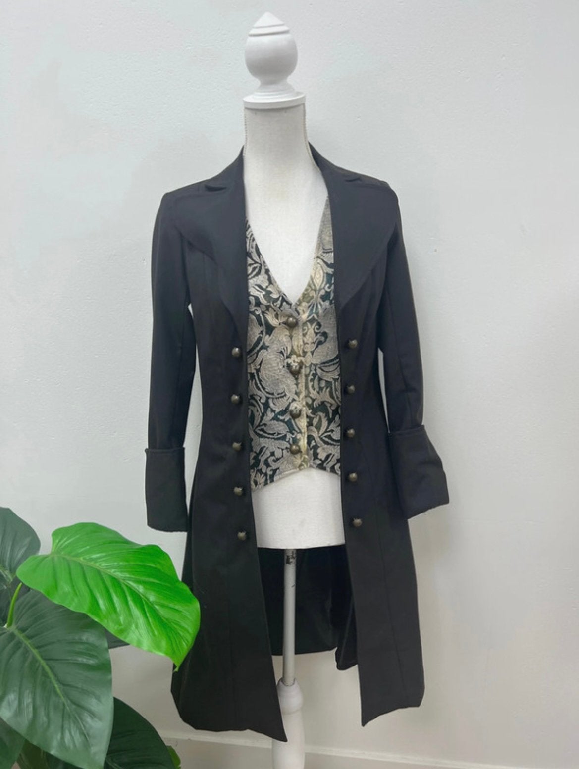Steampunk jas lang zwart xxs, xs en s, Ophalen of Verzenden, Nieuw, Zwart, Jasje