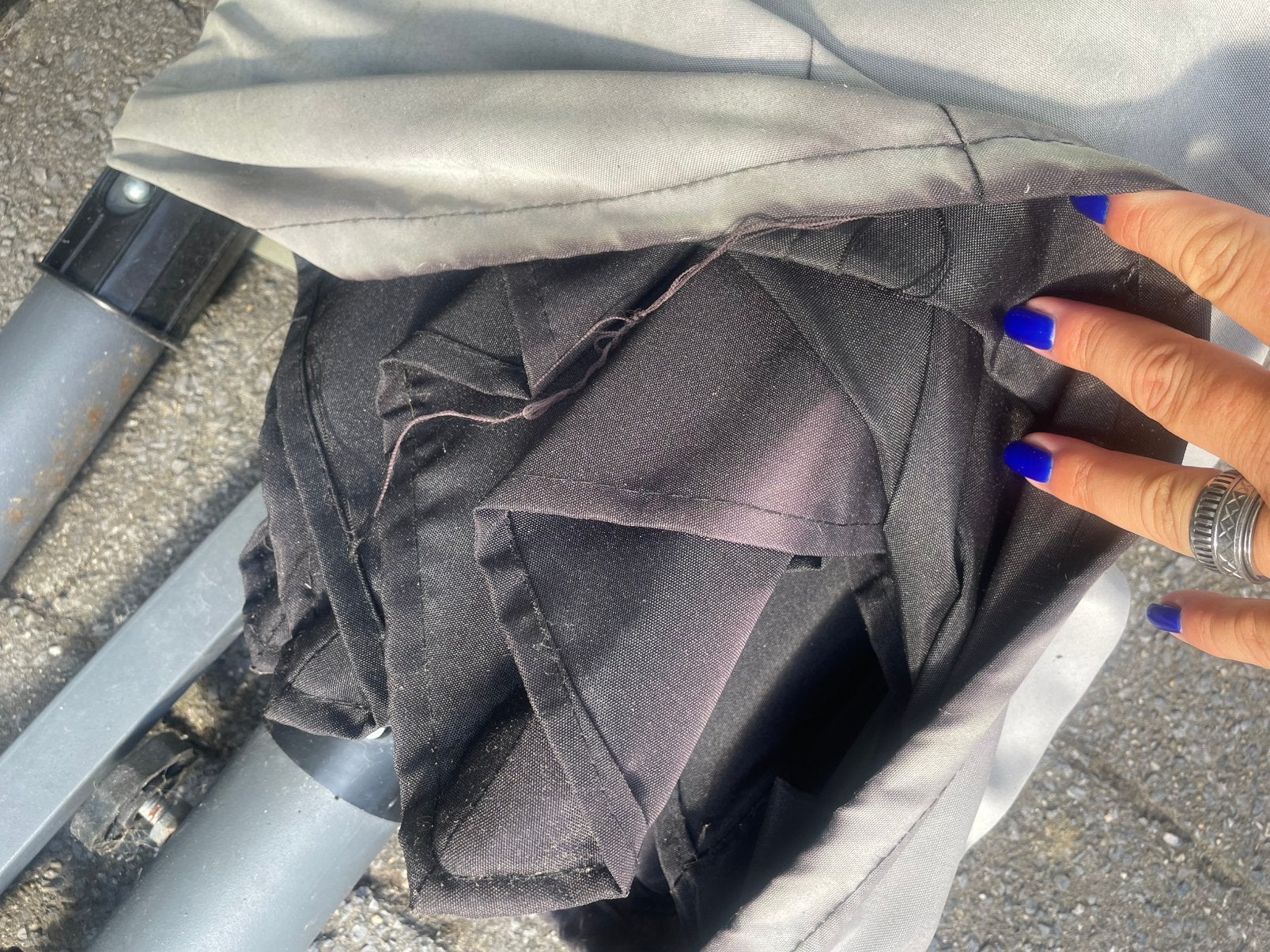 Zwevende parasol antraciet grijs, Tuin en Terras, Ophalen, Gebruikt, 2 tot 3 meter, Zweefparasol