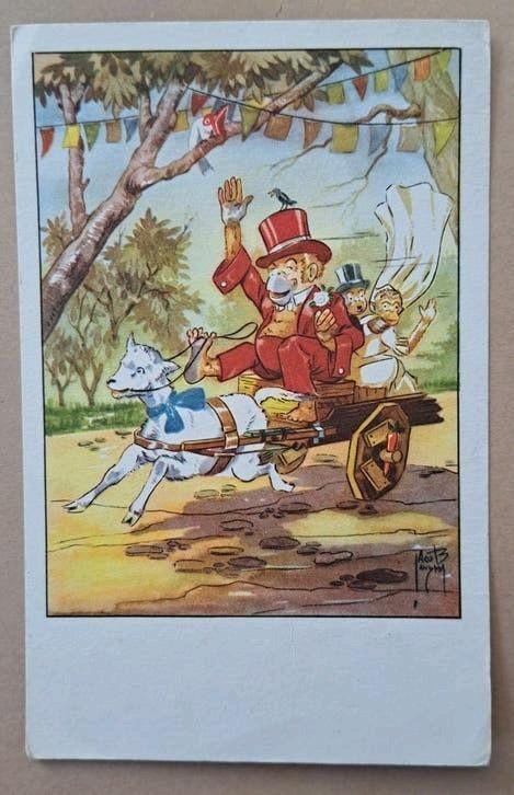 Oude kaart Bruiloftskar met geit - Jacob Jansma (A'dam 1893), Ophalen of Verzenden, Voor 1920, Gelopen, Overige thema's