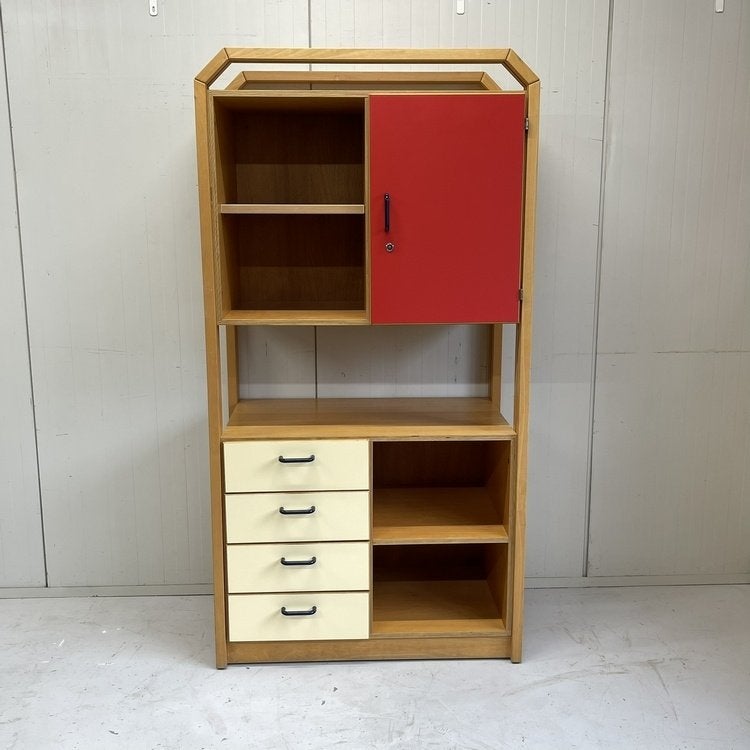 Vintage schoolkast boekenkast knutselkast `80 `90 opberger, Ophalen, Gebruikt, Onbekend, Met lade(s)