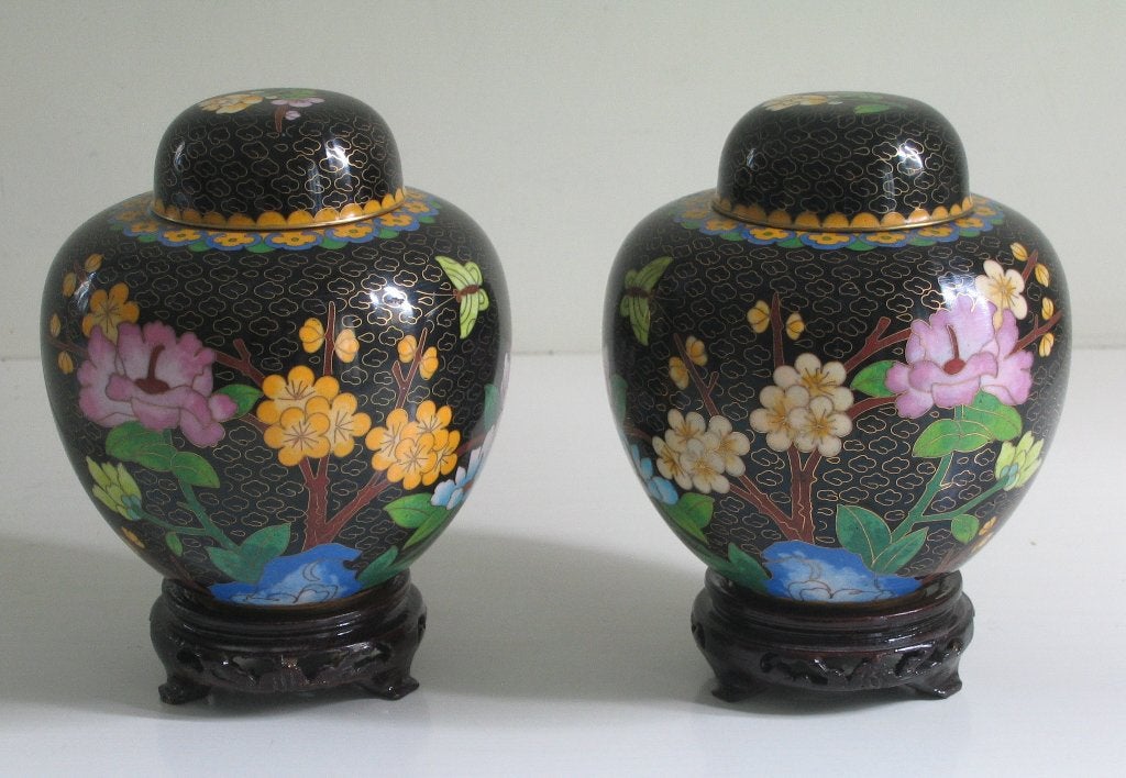 Paar cloisonne jars uit China  -  294, Antiek en Kunst, China, Ophalen