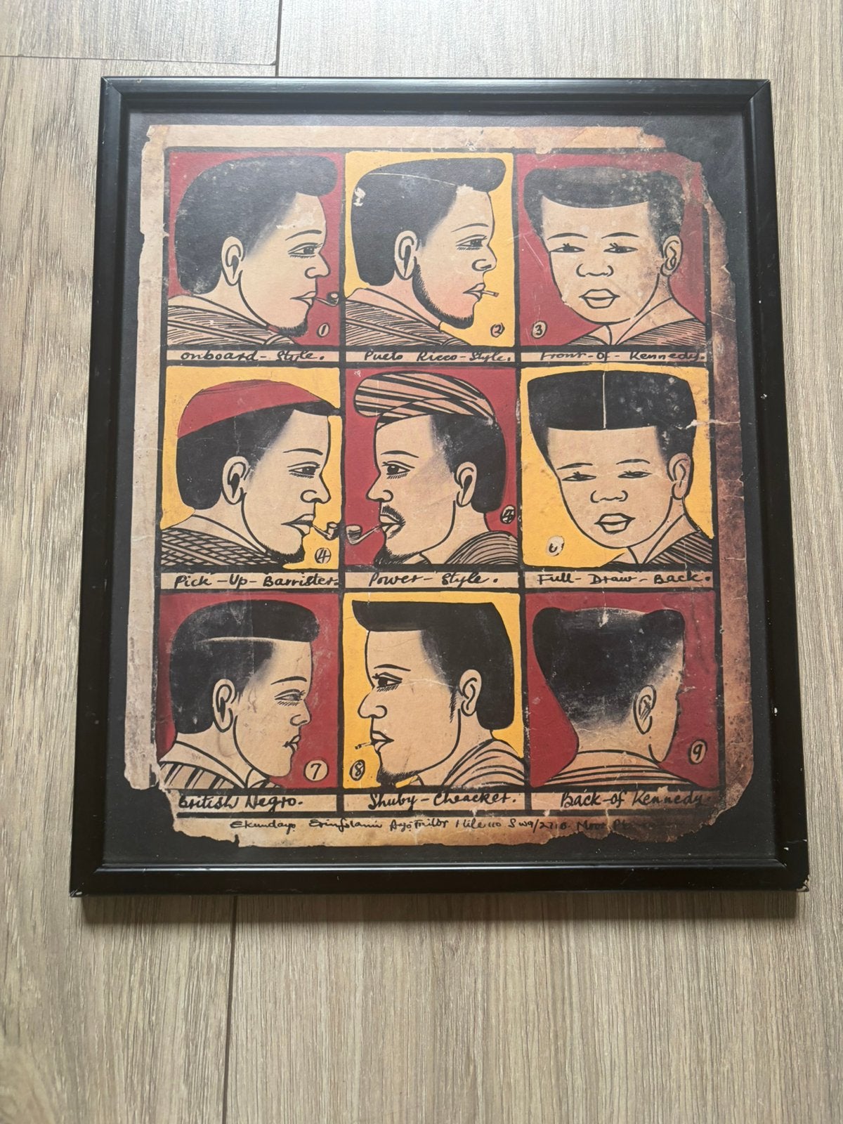 Vintage Ingelijst kappers barber reclame poster, Antiek en Kunst, Ophalen of Verzenden