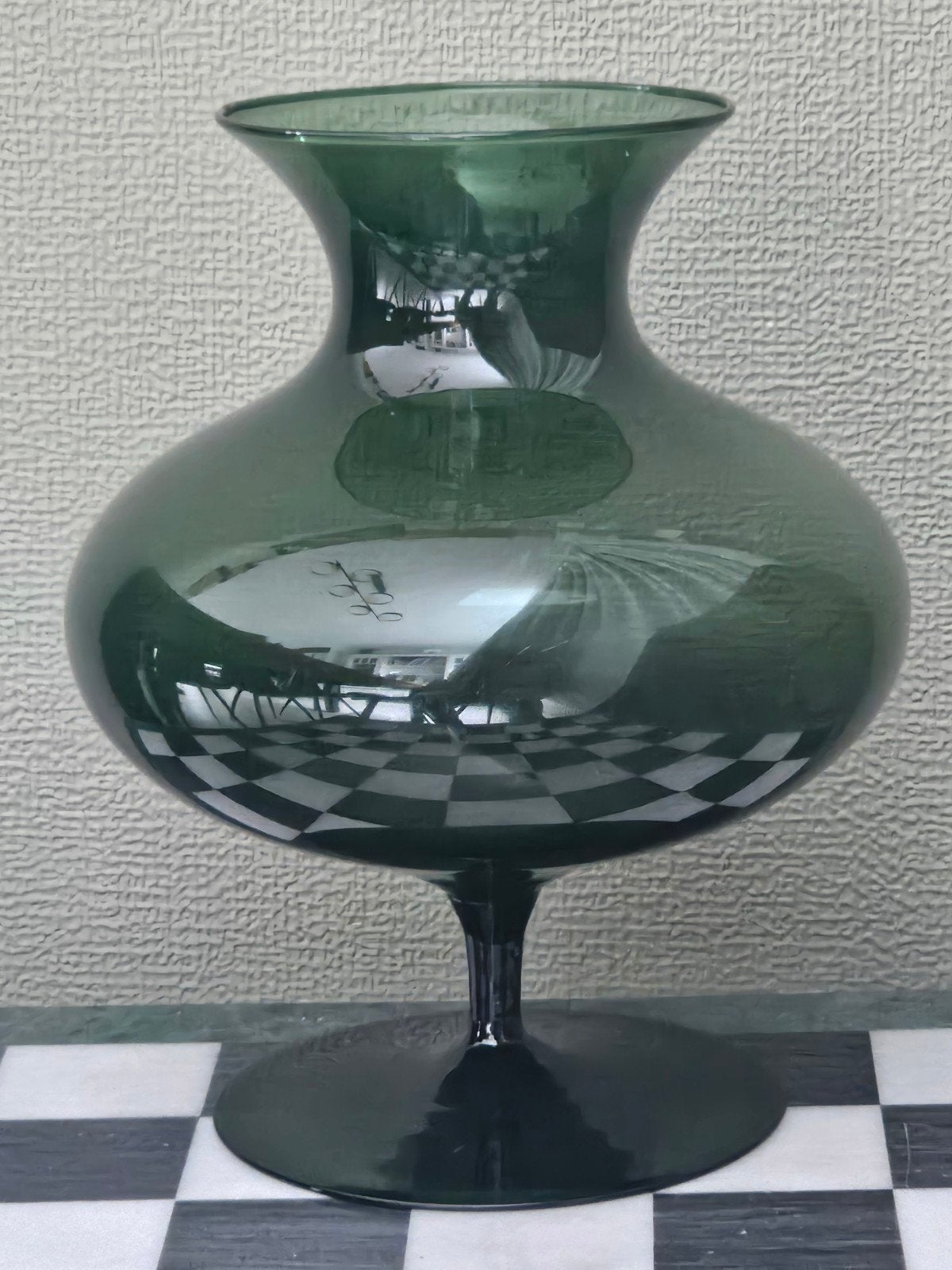 Vintage Empoli Groene Glazen Vaas - Jaren '60/'70 Italië, Ophalen of Verzenden