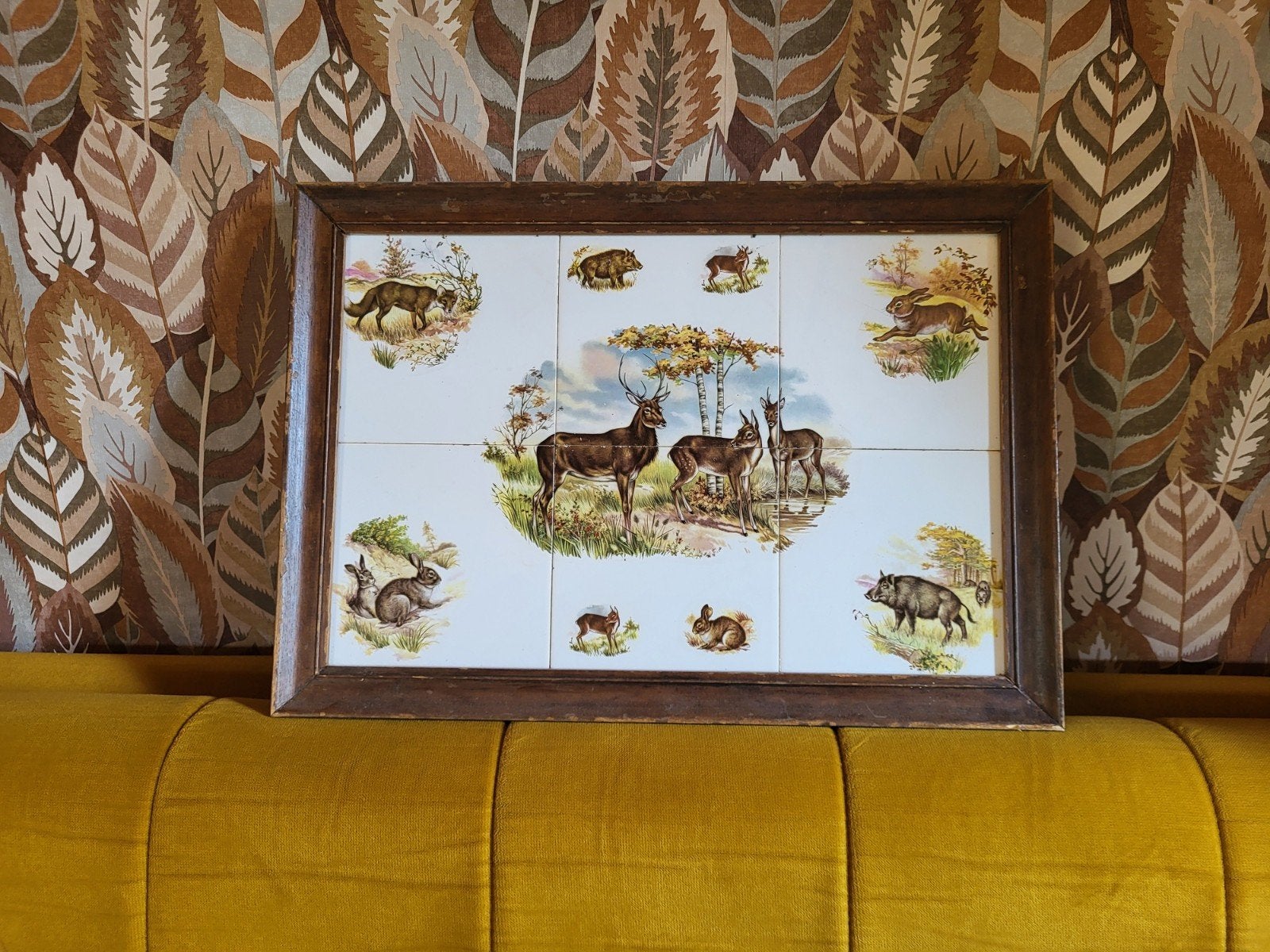 Zeldzaam 6 polychrome tegels met jachtmotief, Ophalen of Verzenden