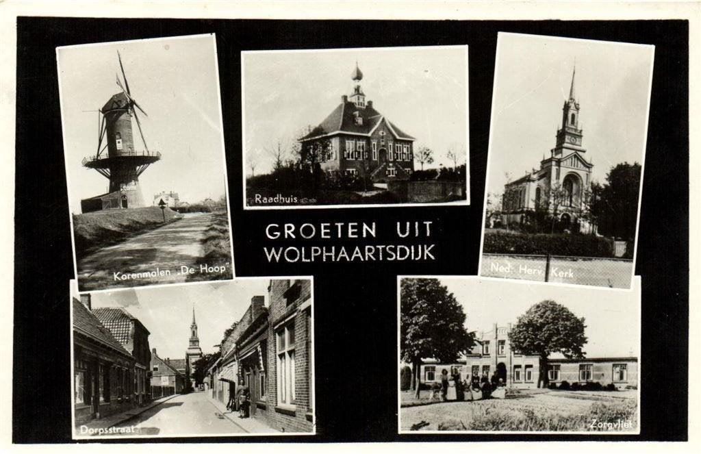 Groeten uit Wolphaartsdijk - 5 afb o.a. Dorpsstraat - 1960 g, Verzamelen, Ophalen of Verzenden, 1960 tot 1980, Gelopen, Zeeland