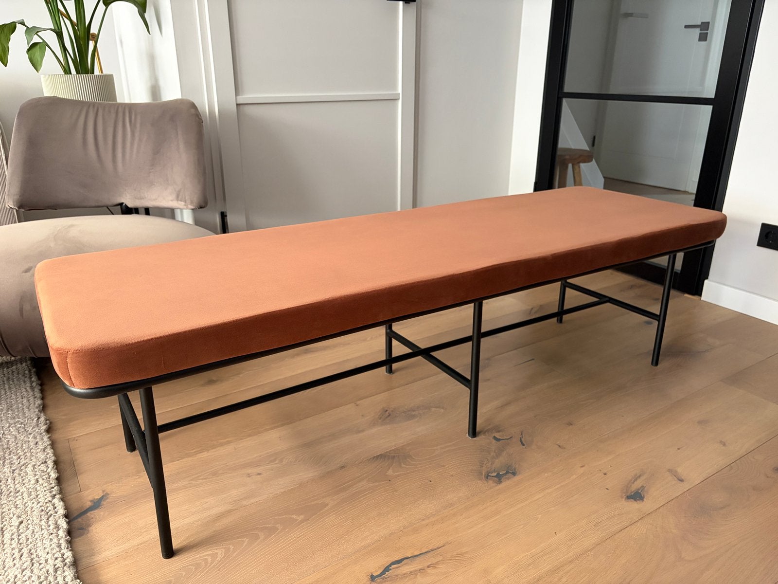 House Doctor bank Comma, kleur roest, velvet, 160x50 cm, Ophalen, Minder dan 75 cm, 150 tot 200 cm, Tweepersoons