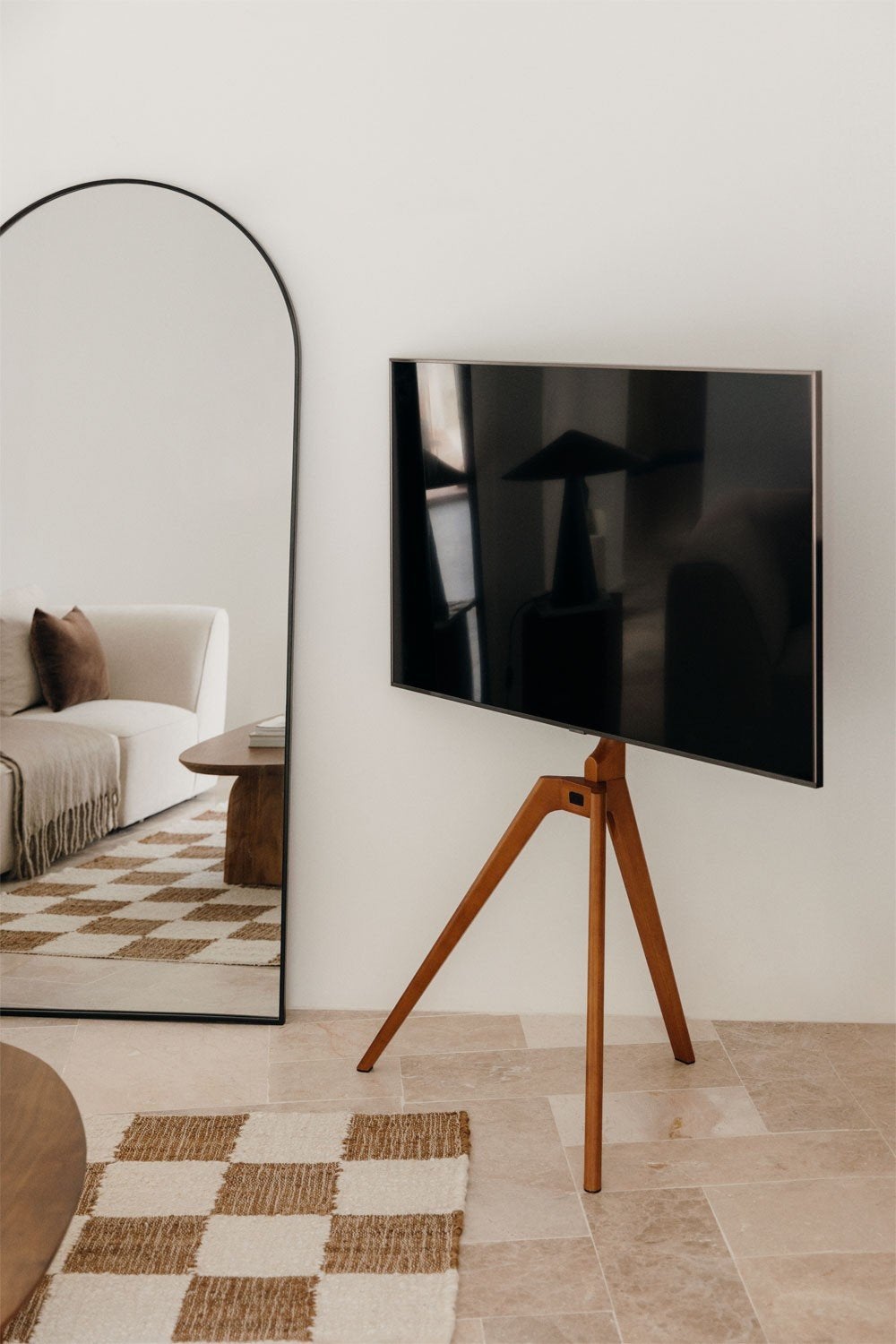 Stijlvolle houten tv-standaard - driepoot design SKLUM, Ophalen, Nieuw