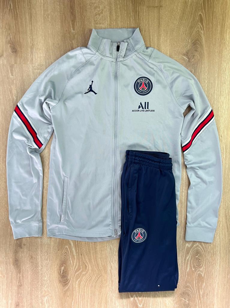 PSG Jordan trainingspak grijs blauw maat 170/XS, Jordan, Jordan, Ophalen of Verzenden, Voetbal