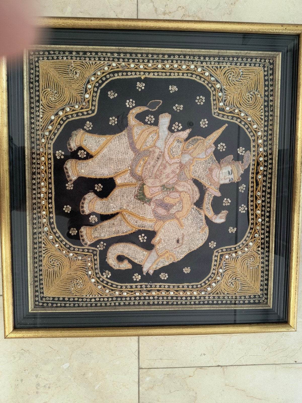 Indiaas schilderij, stof en papier olifant met berijder, Ophalen of Verzenden