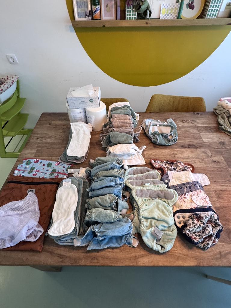 Wasbare luiers maat 1 en 2, zeer complete set, Ophalen, Gebruikt, Overige typen