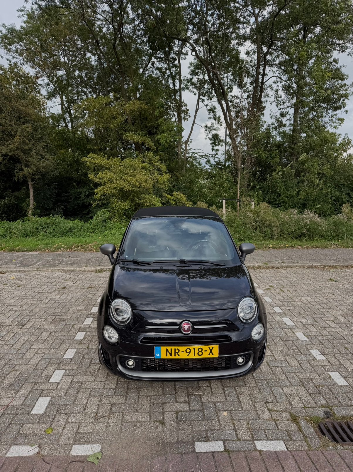 Fiat 500c Twinair 0.9 Turbo Sport, USB, Cabriolet, Leder en Stof, Zwart