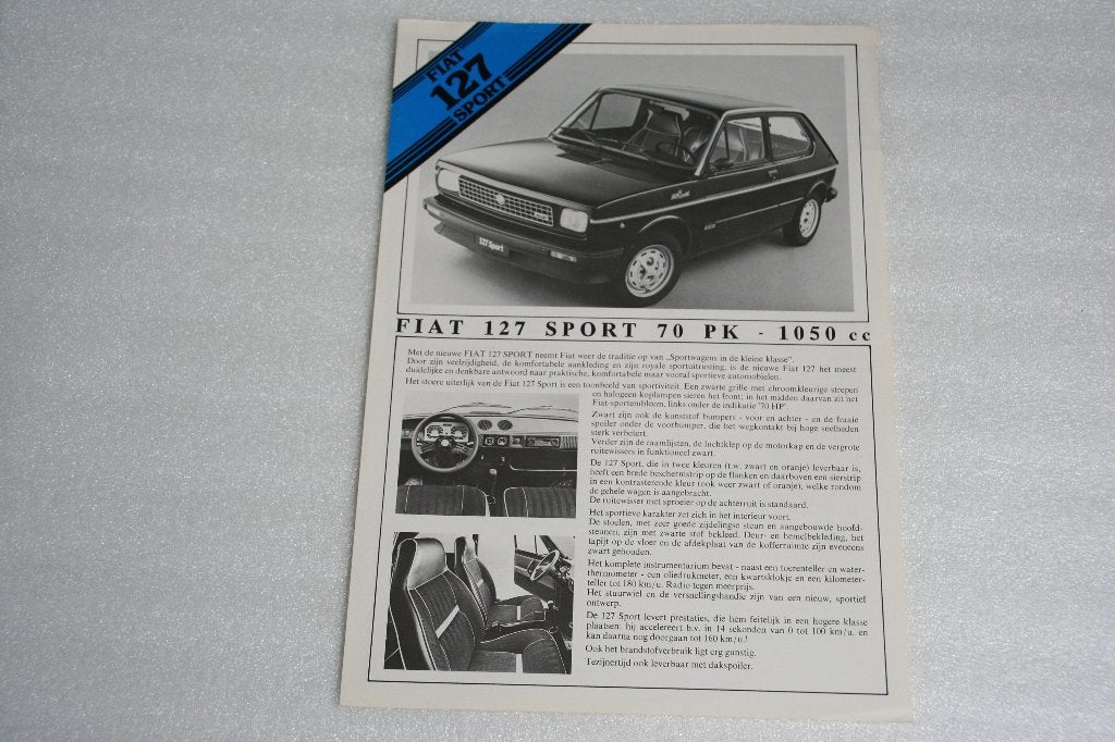 Folder - leaflet Fiat 127 Sport 70PK - 1050 cc (09-1978) (33, Ophalen of Verzenden, Nieuw, Overige merken