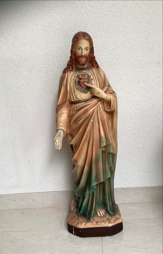 Vintage Heilig Hart Jezus beeld - zwaar beeld hoog 90cm, Ophalen