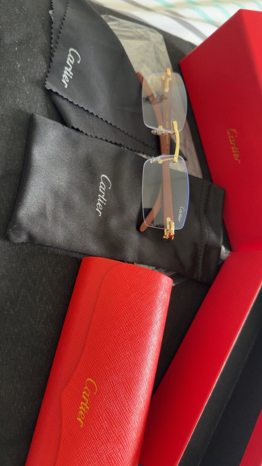 Cartier bril met houten pootjes., Bruin, Zo goed als nieuw, Bril, Ophalen