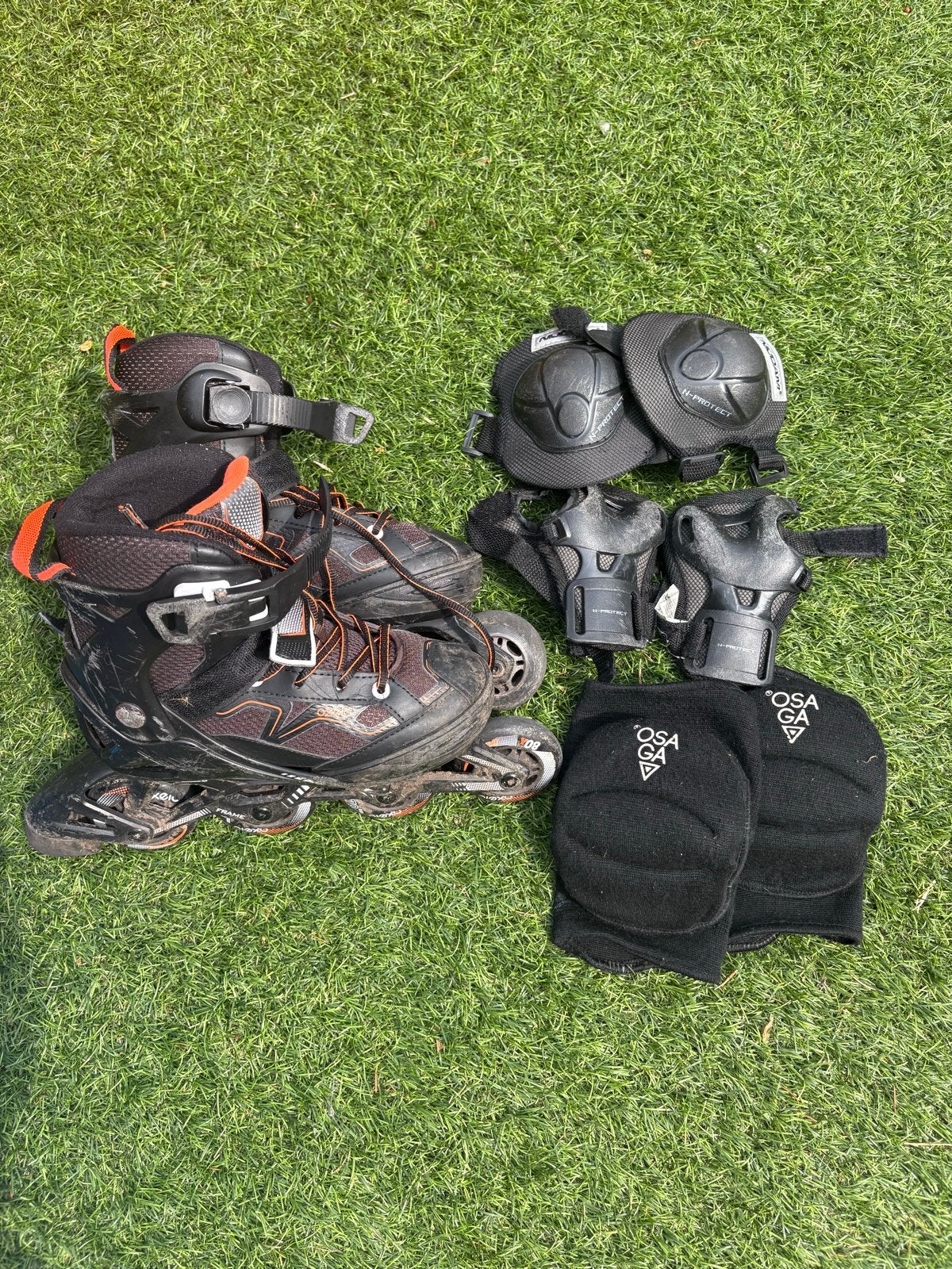 Verstelbare inline skates met bescherming en tas, Ophalen, Gebruikt, Overige typen, Overige merken