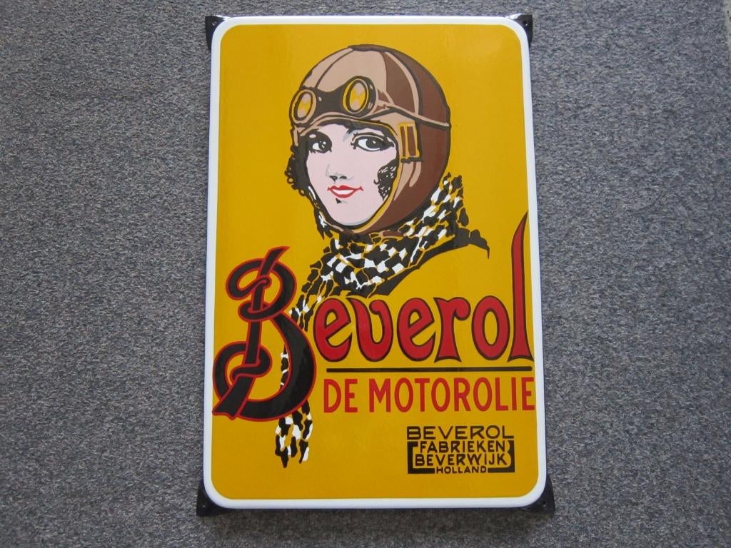 BEVEROL EMAILLE RECLAMEBORD, Ophalen, Zo goed als nieuw, Reclamebord