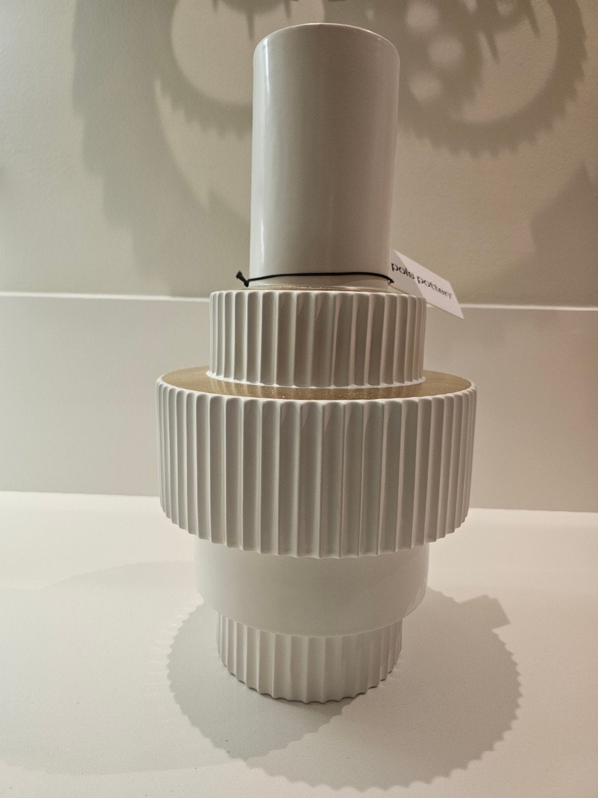 Pols Potten Vaas Gear Wit L - Nieuw in doos, Wit, Natuurlijk materiaal, Nieuw, Ophalen of Verzenden