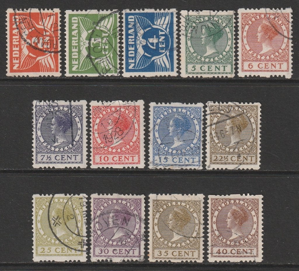 1926/27, Duif/Veth, Roltanding, NVPH R19/R31, gestempeld, Verzenden, T/m 1940, Gestempeld