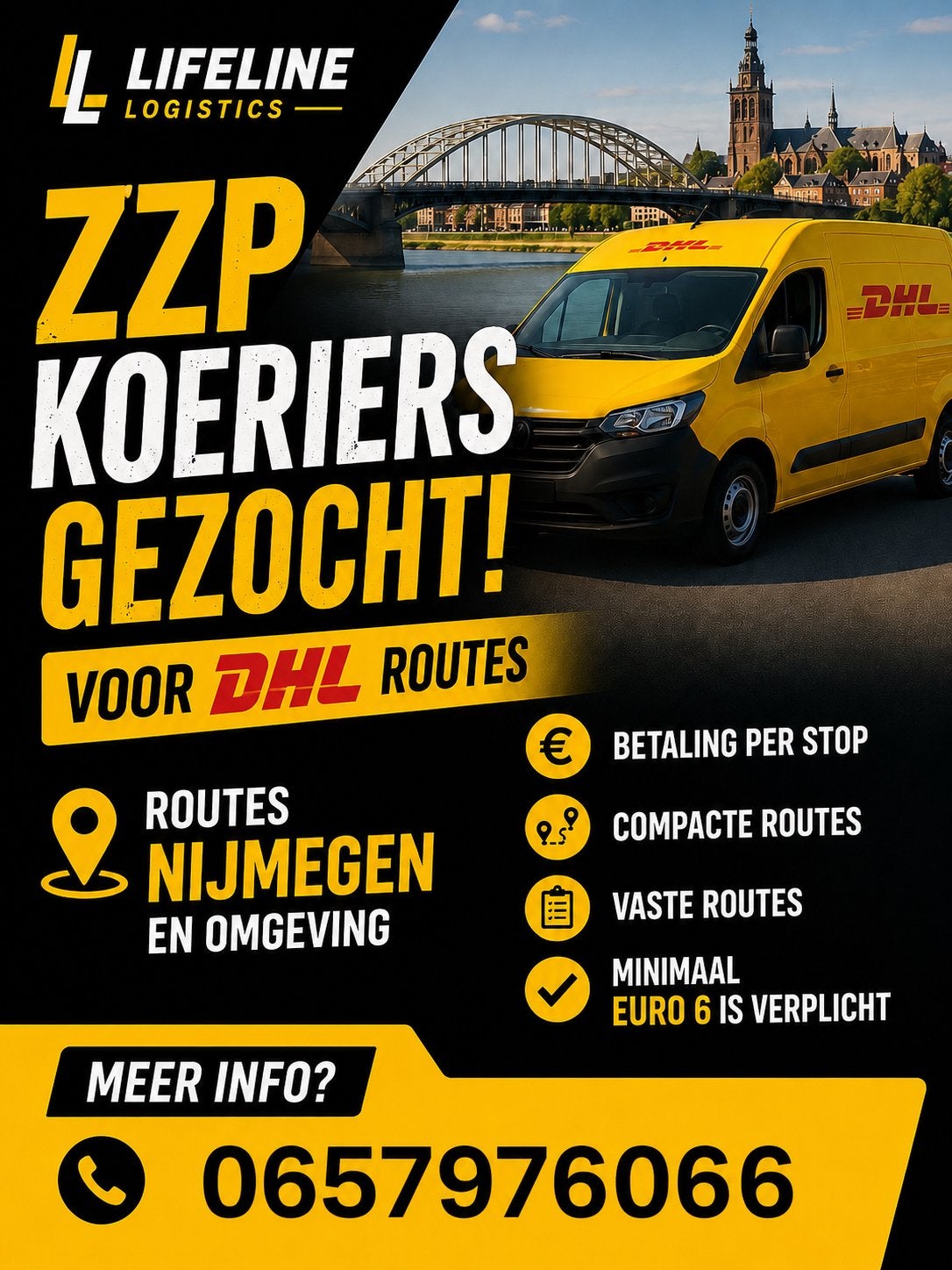 ZZP KOERIERS GEZOCHT – DHL ROUTES (NIJMEGEN & OMGEVING), Vacatures, 33 - 40 uur, Overige niveaus, Freelance of Uitzendbasis