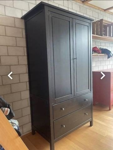 HEMNES kledingkast zwart van IKEA, Ophalen, Gebruikt, 100 tot 150 cm, 200 cm of meer
