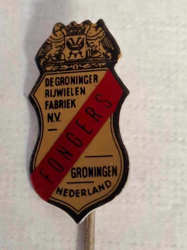Vintage Fongers Fiets Speldje - De Groninger Rijwielen, Ophalen of Verzenden