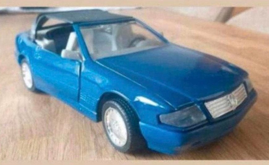 Mercedes-Benz SL Cabrio schaalmodel – blauw –, Ophalen of Verzenden, Gebruikt, Auto, Overige merken