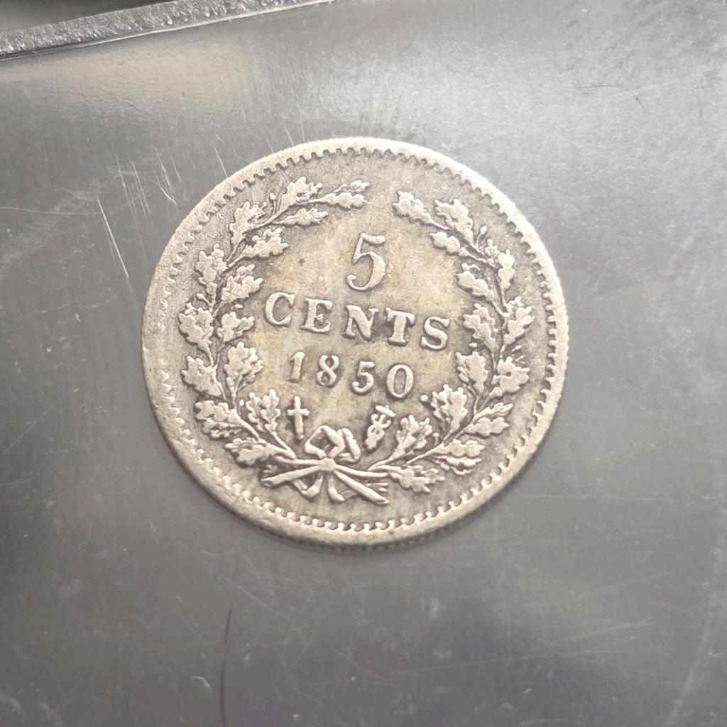 5 cent 1850 Nederland, Koning Willem III, Verzenden, Zilver, Losse munt