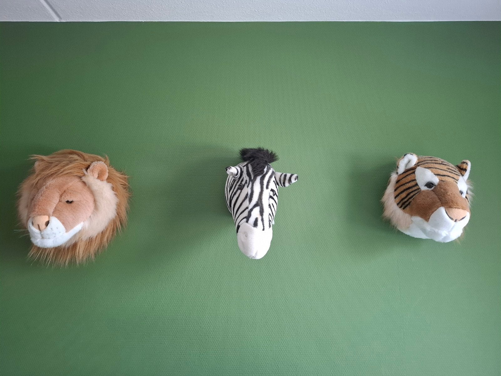 3 Grote Dierenkoppen voor aan de Muur - Leeuw, Tijger, Zebra, Huis en Inrichting, Woonaccessoires | Overige, Ophalen of Verzenden