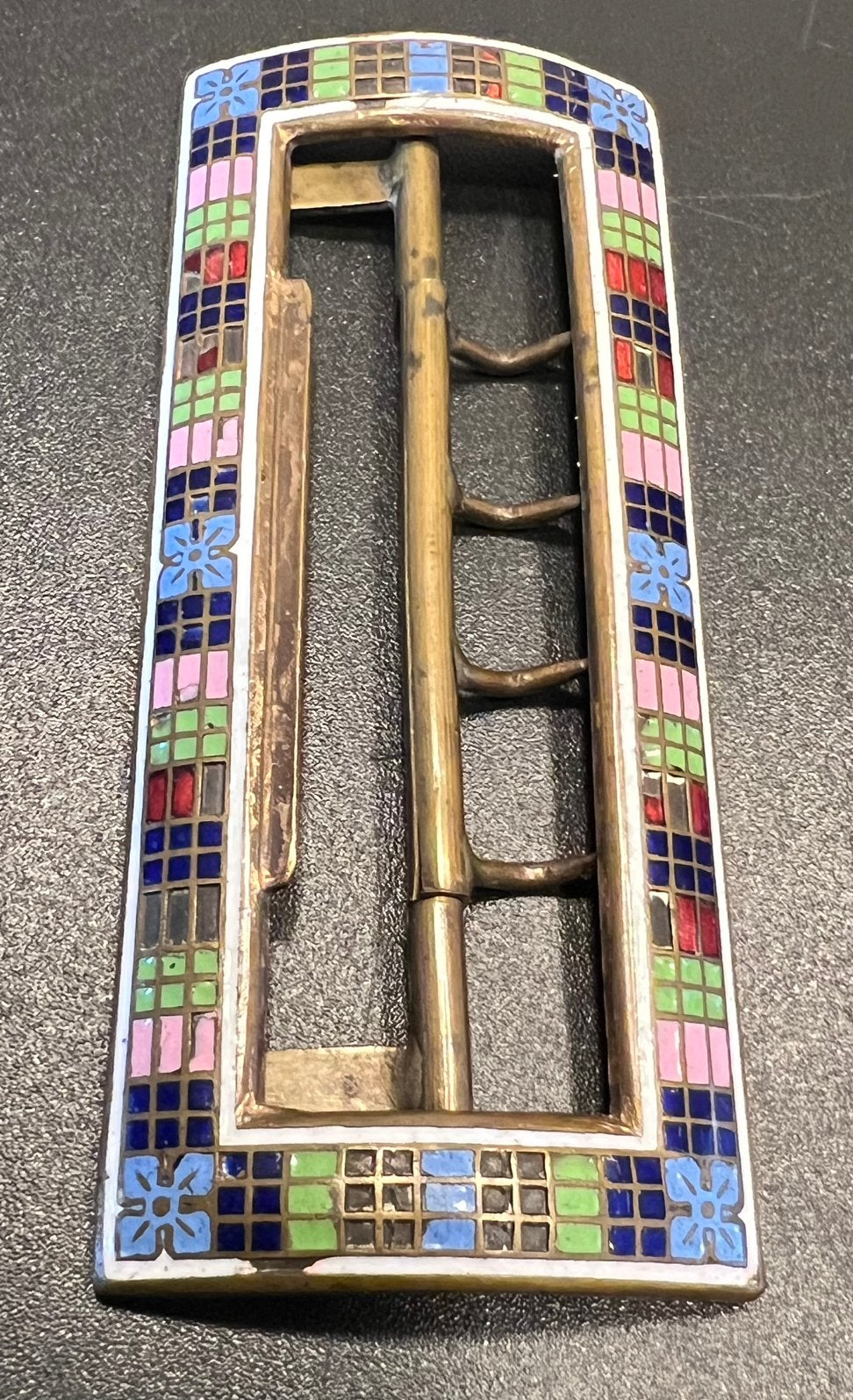 Antieke Art Deco cloisonne emaille riemgesp, Ophalen of Verzenden